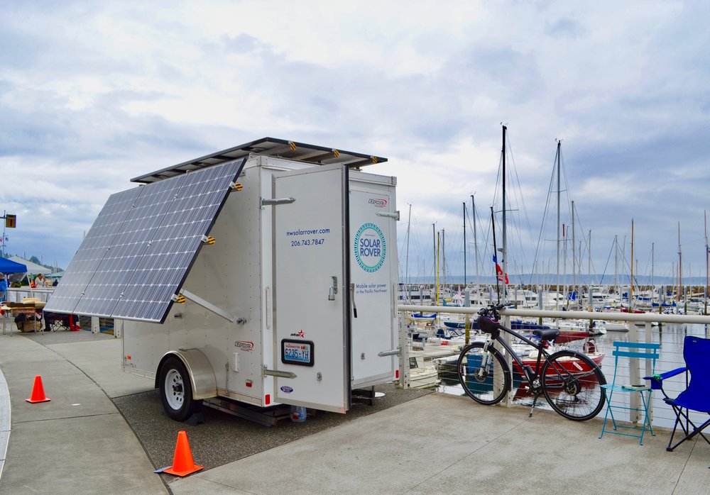 Sending solar power down the way to a band at a Shilshole Bay Marina party.